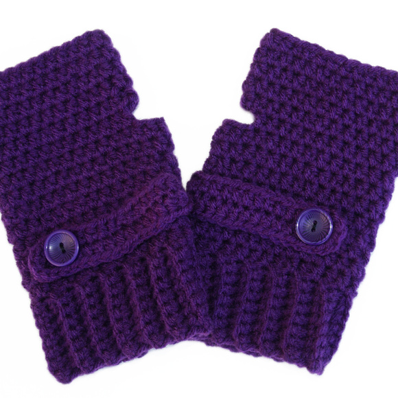 Purple Fingerless Wristlets - MADE TO ORDER - Picture 5 of 7